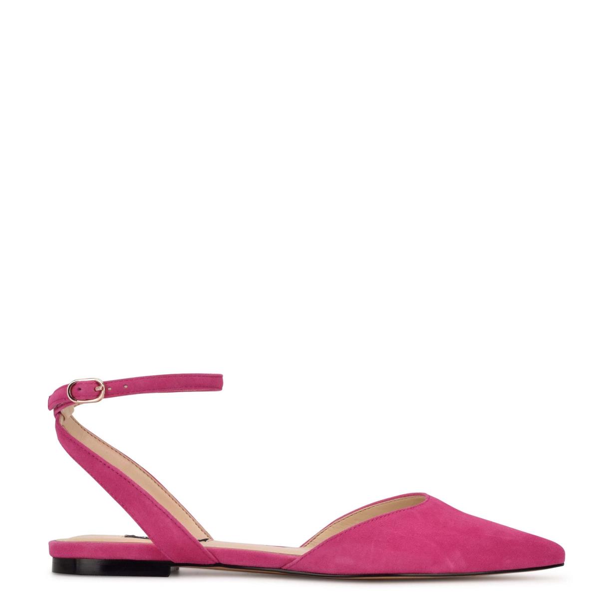 Women\'s Nine West Briy Pointy Toe Ballet Flats Pink | JBOL84319