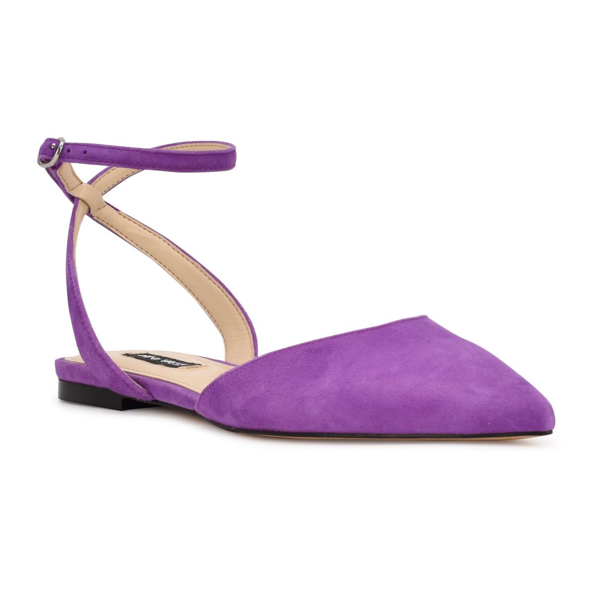 Women's Nine West Briy Pointy Toe Ballet Flats Purple | OFIJ94610