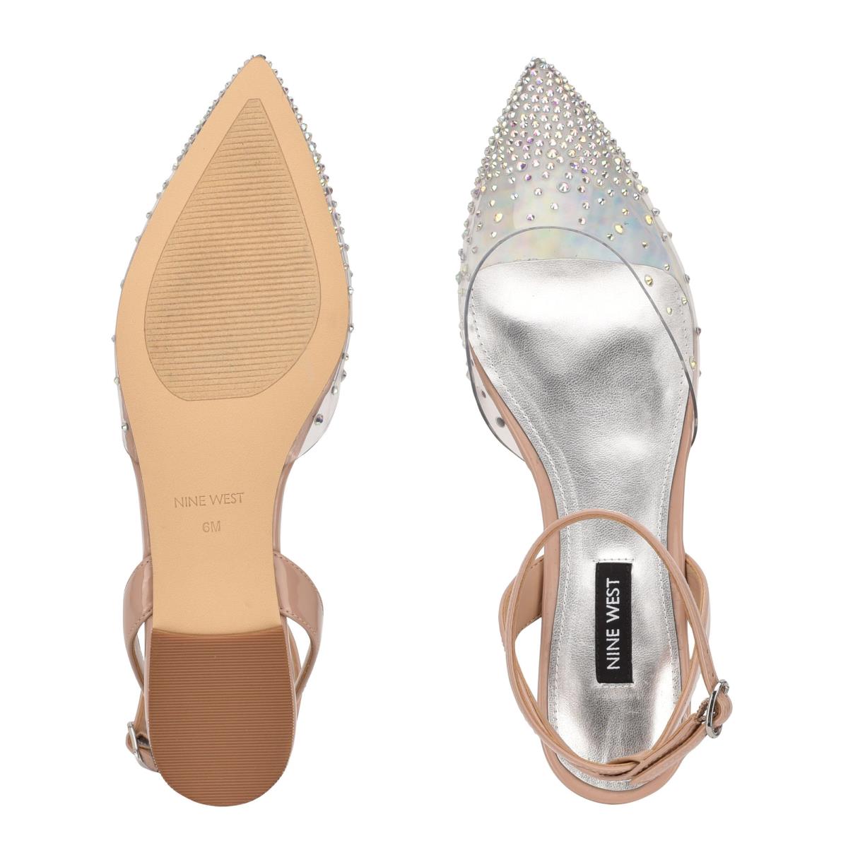 Women's Nine West Briya Pointy Toe Ballet Flats Beige | YSOD71328