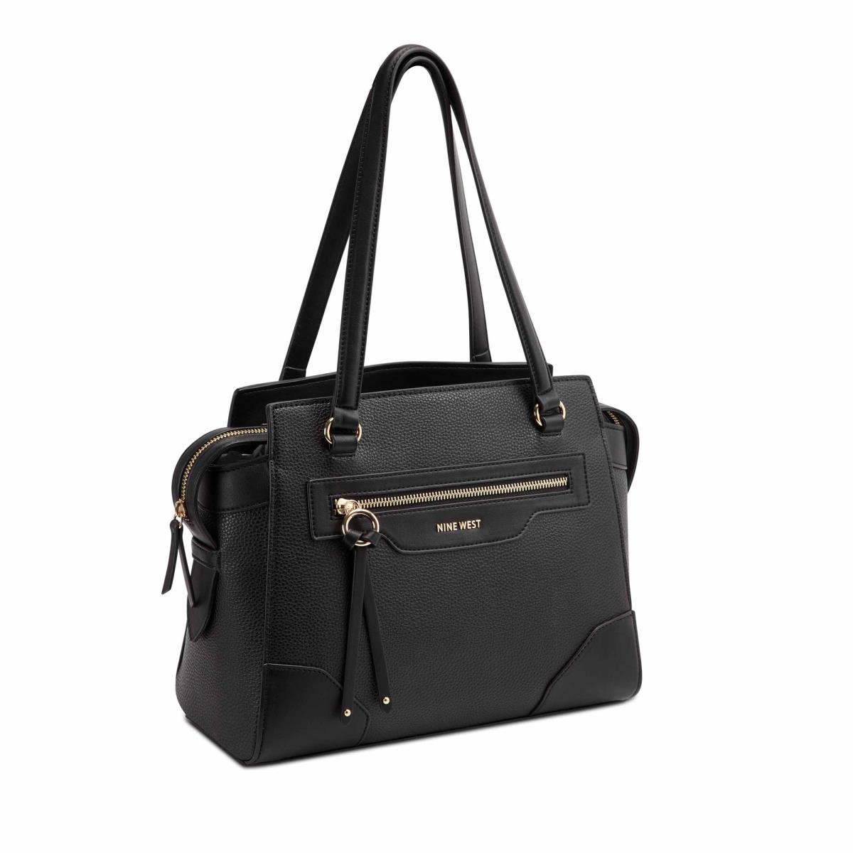 Women's Nine West Brooklyn Jet Set Shldr Satchel Bags Black | SVWP09874