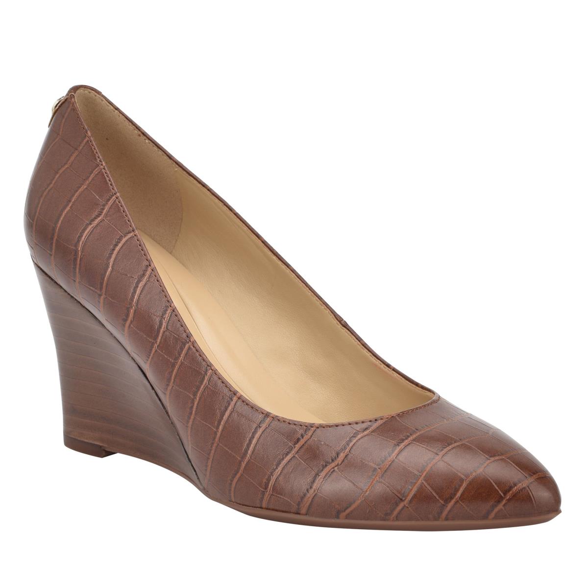 Women's Nine West Cal 9x9 Dress Wedges Brown | XVID83560