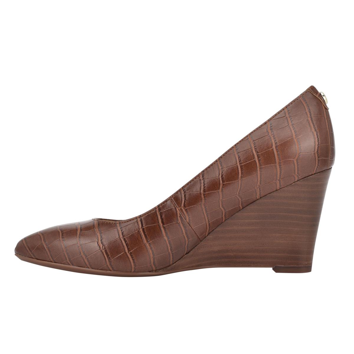 Women's Nine West Cal 9x9 Dress Wedges Brown | XVID83560