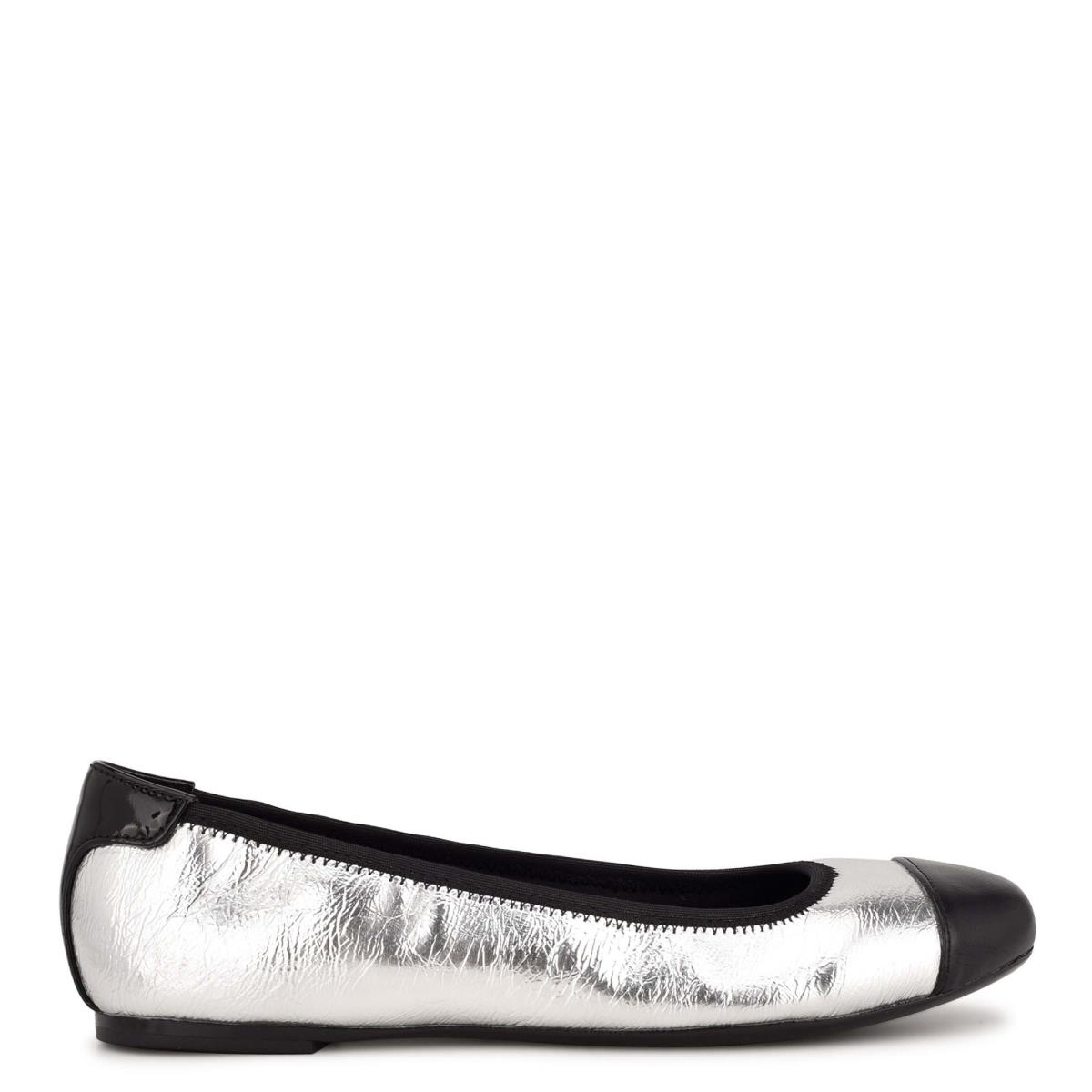 Women\'s Nine West Capted Ballet Ballet Flats Silver | FOWP69450