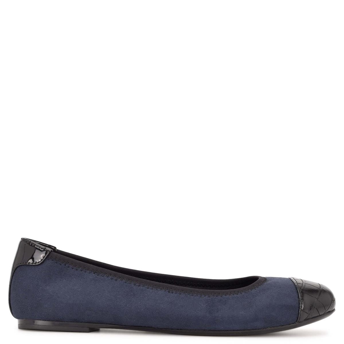 Women\'s Nine West Capted Ballet Ballet Flats Navy | WFYX07546