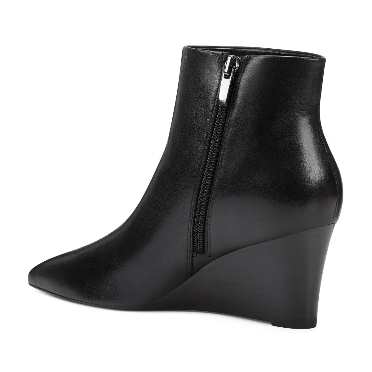 Women's Nine West Carter Wedge Booties Black | ARBX41839