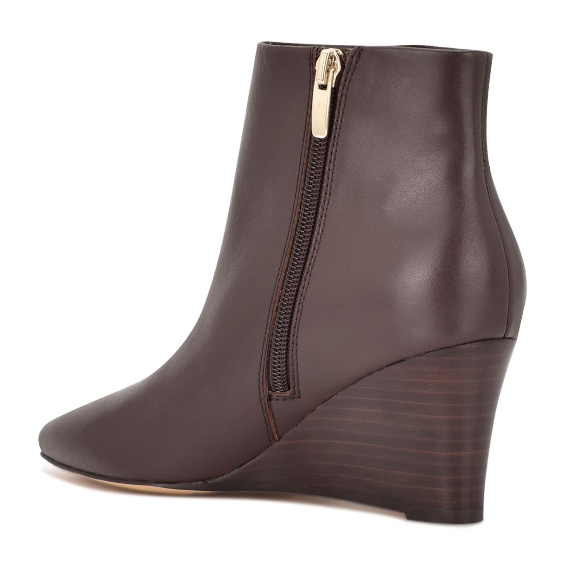 Women's Nine West Carter Wedge Booties Brown | DCTA32075