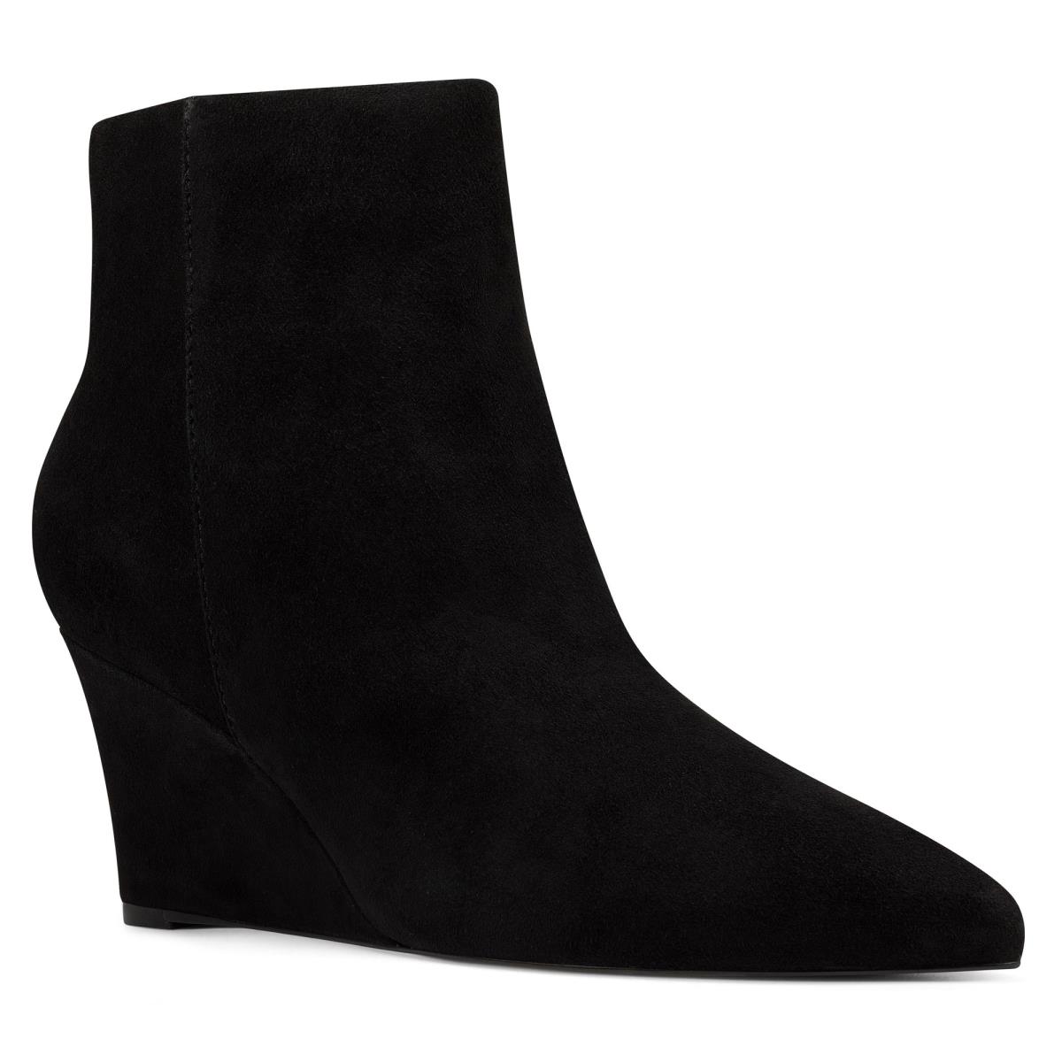 Women's Nine West Carter Wedge Booties Black | DSLH70452