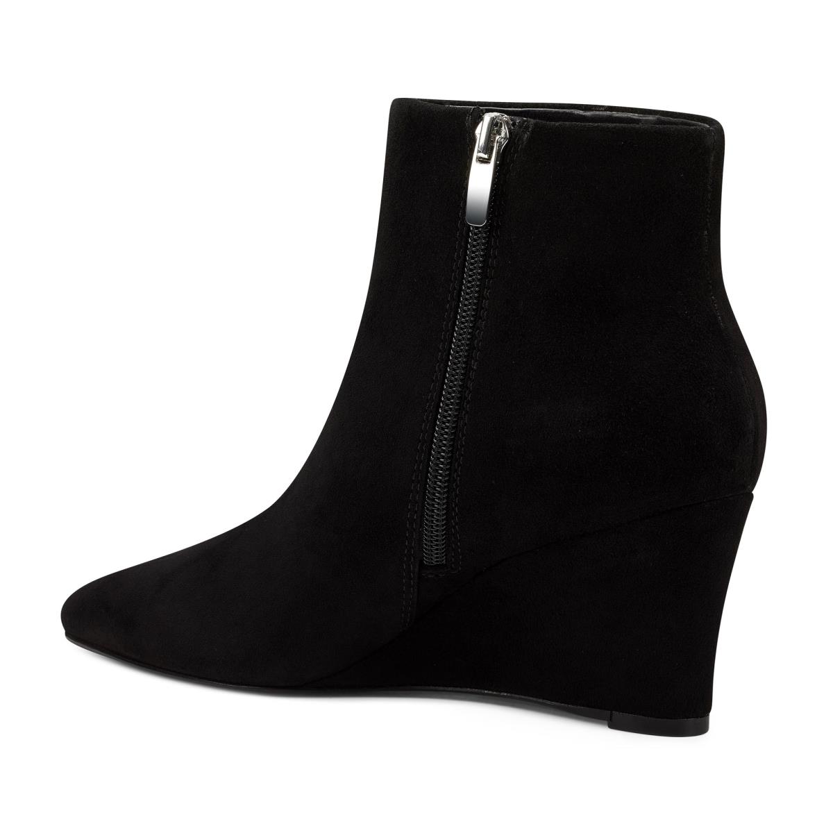 Women's Nine West Carter Wedge Booties Black | DSLH70452