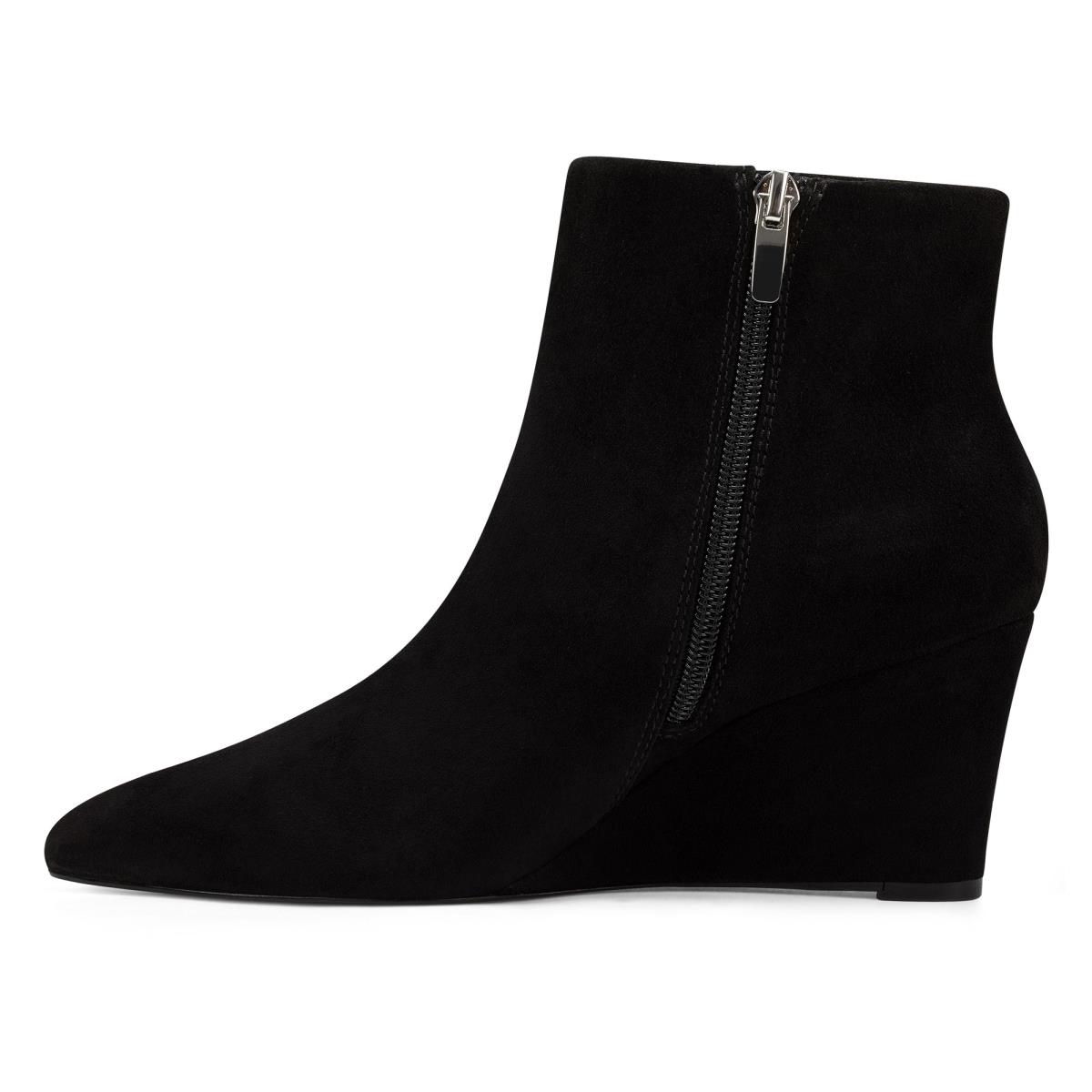 Women's Nine West Carter Wedge Booties Black | DSLH70452