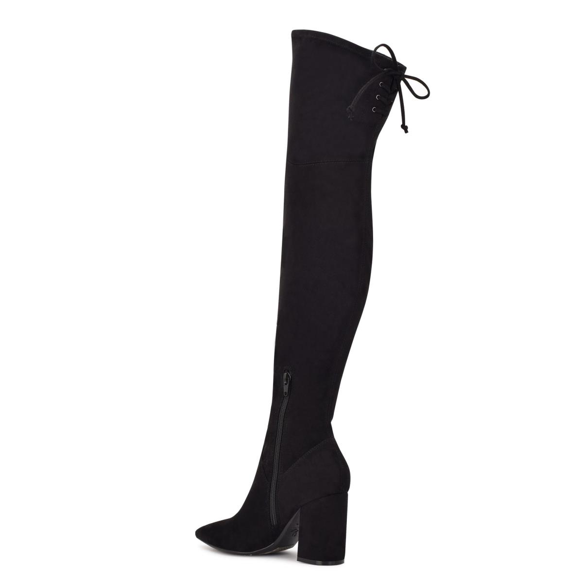 Women's Nine West Ceeya 9x9 Over The Knee Heeled Boots Black | GLZX56913