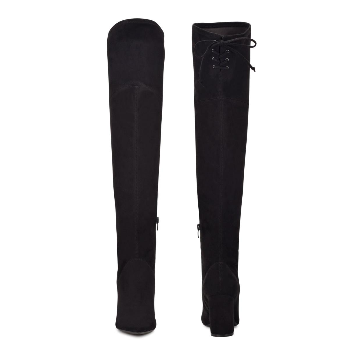 Women's Nine West Ceeya 9x9 Over The Knee Heeled Boots Black | GLZX56913