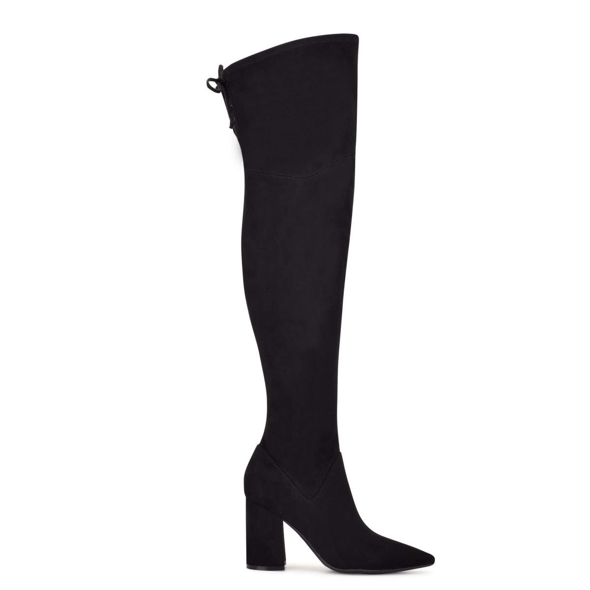 Women\'s Nine West Ceeya 9x9 Over The Knee Heeled Boots Black | GLZX56913