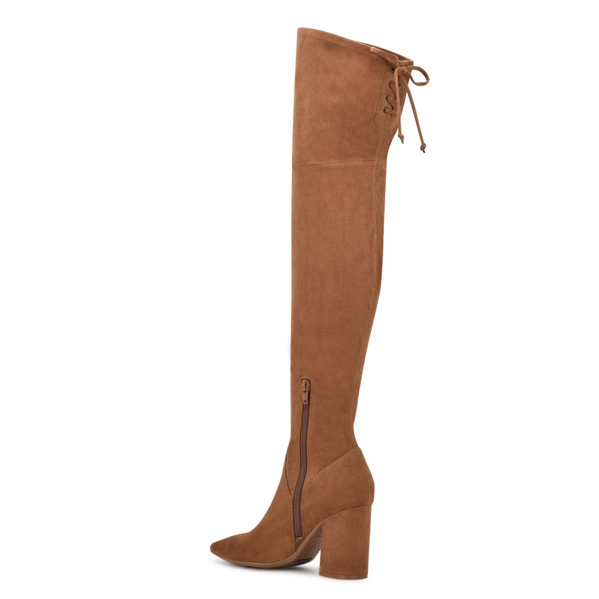 Women's Nine West Ceeya 9x9 Over The Knee Heeled Boots Brown | KCTL16547