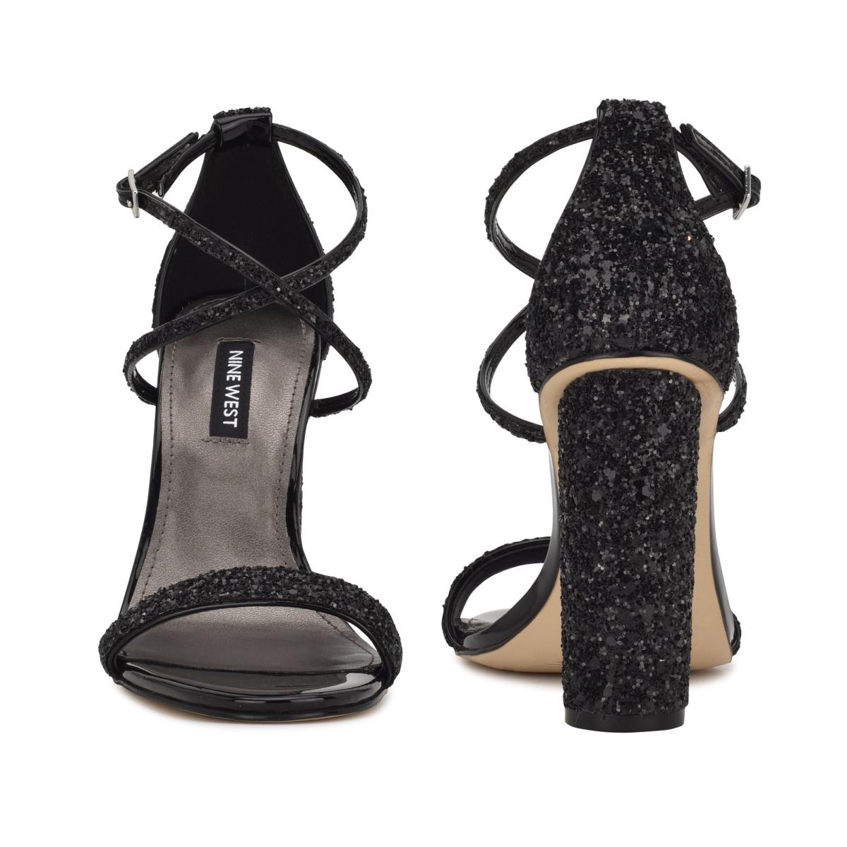 Women's Nine West Celebra Heels Sandals Black | ZJRU81906