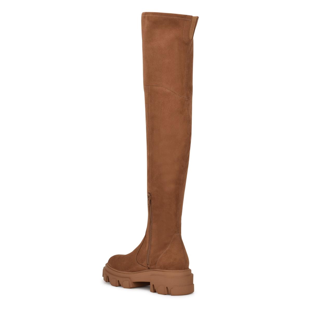 Women's Nine West Cellie Over the Knee Lug Sole Boots Brown | EBWL34780