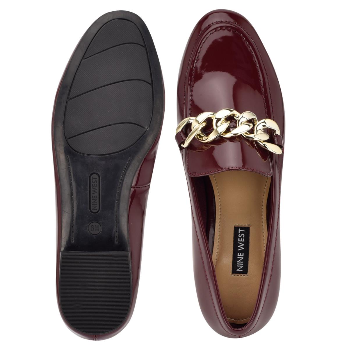 Women's Nine West Chain Slip-On Loafers Red | JKNM53264