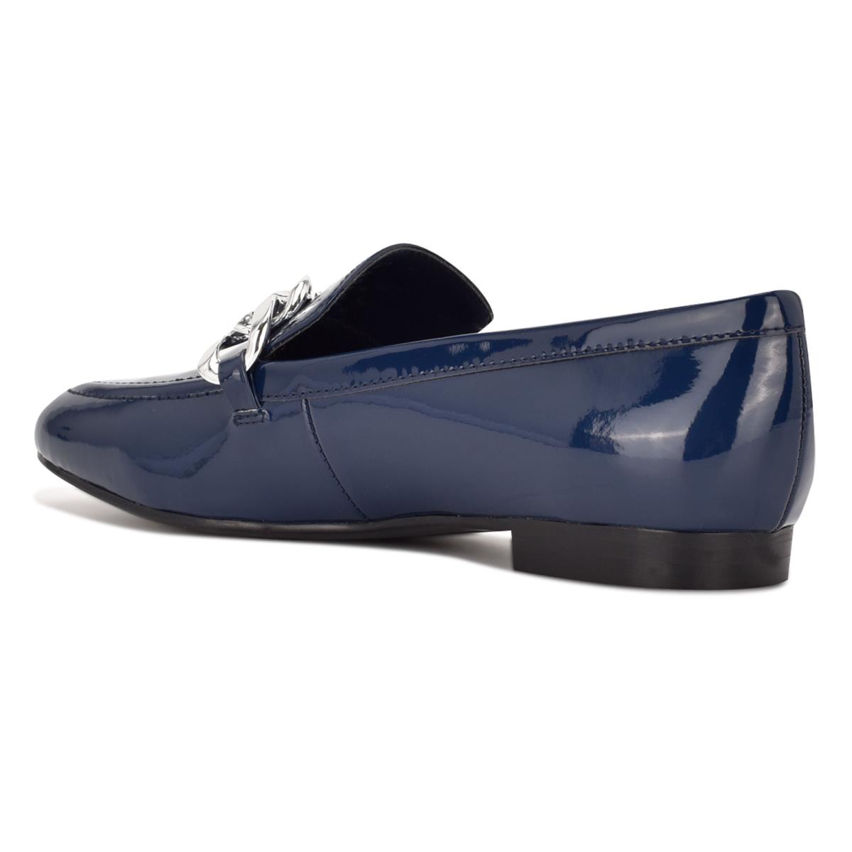 Women's Nine West Chain Slip-On Loafers Blue | LNEJ69287