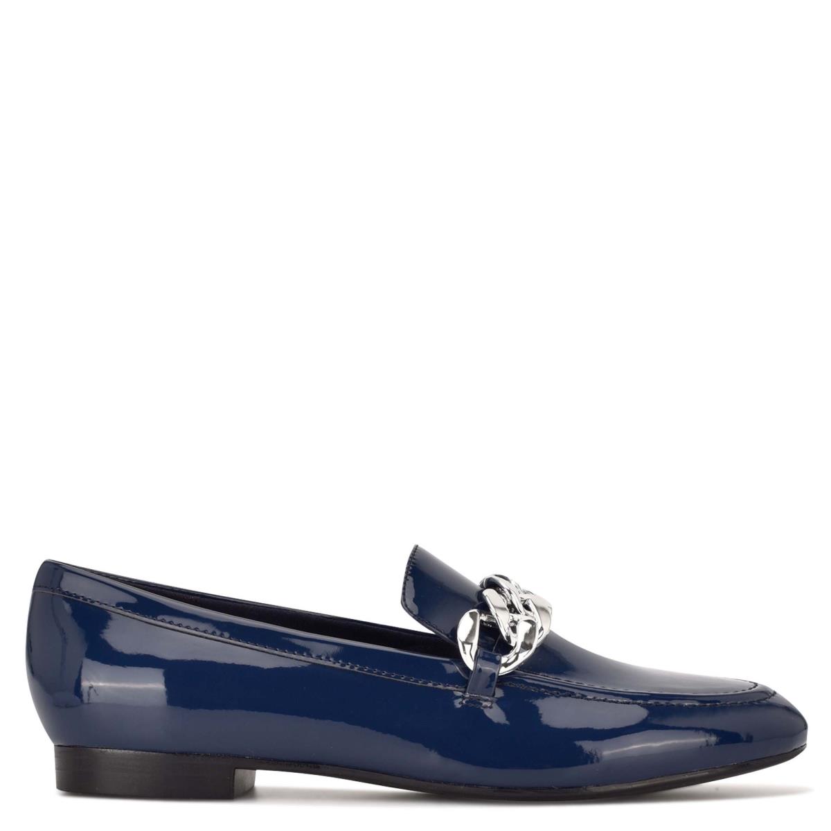 Women\'s Nine West Chain Slip-On Loafers Blue | LNEJ69287