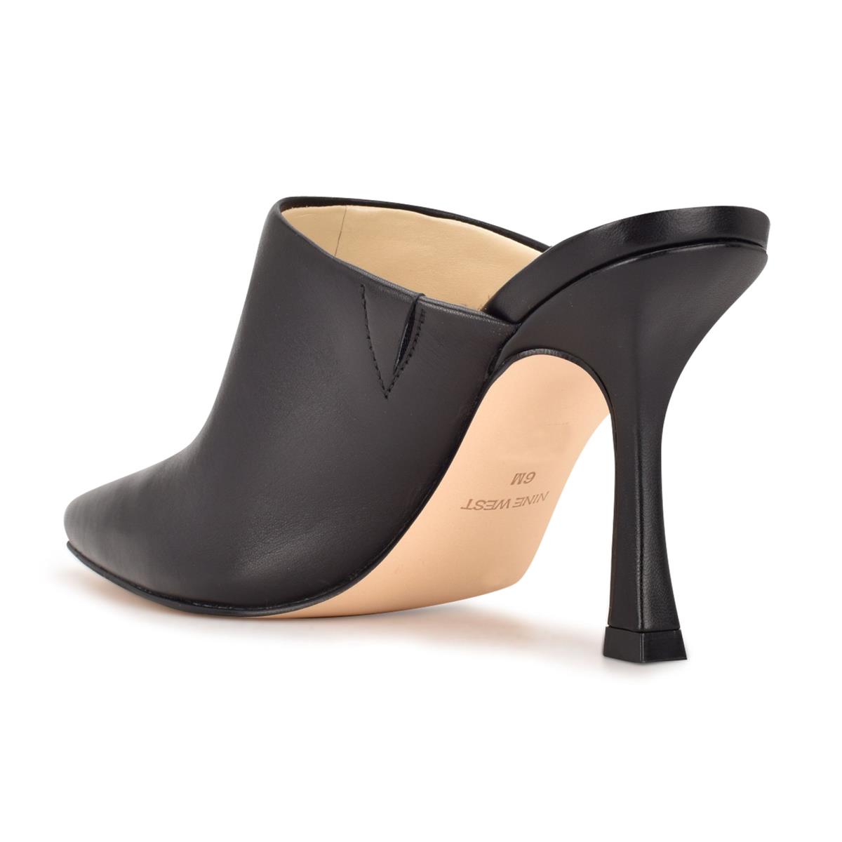 Women's Nine West Ciao Heel Mules Black | QYSN04218