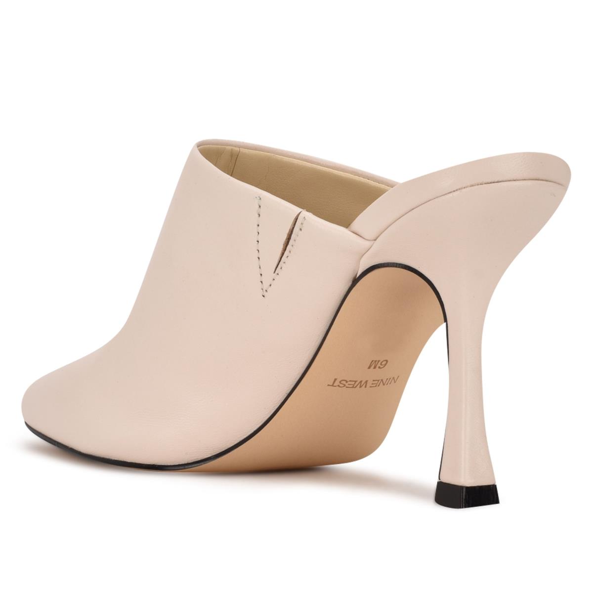 Women's Nine West Ciao Heel Mules Cream | GBNQ56981