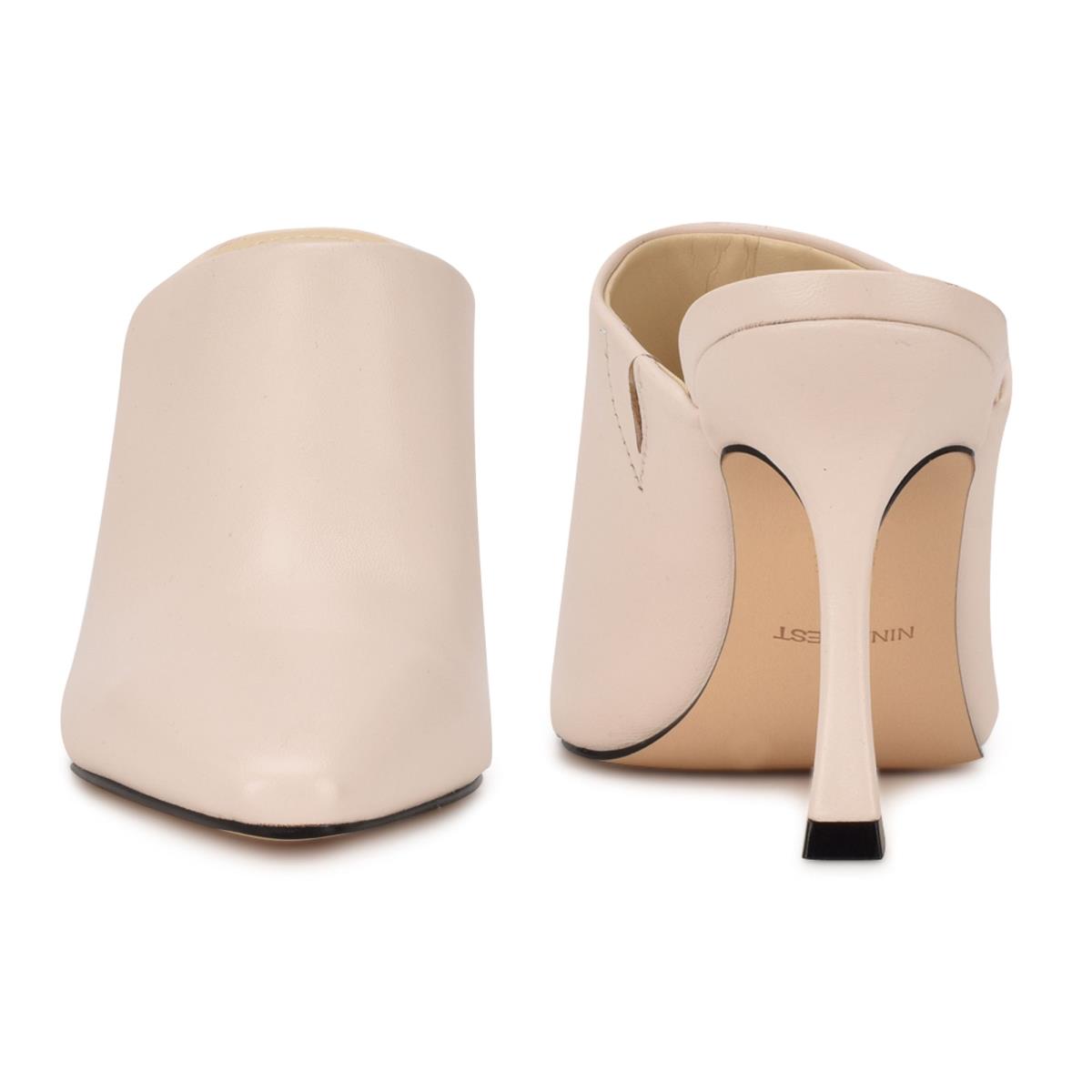 Women's Nine West Ciao Heel Mules Cream | GBNQ56981