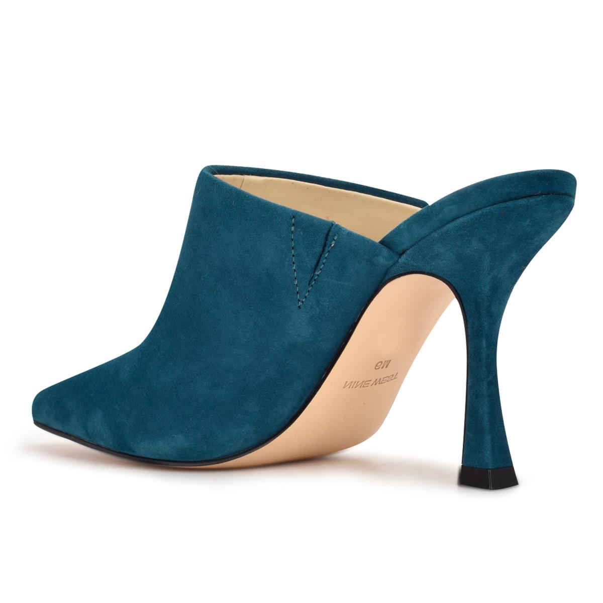 Women's Nine West Ciao Heel Mules Turquoise | BLEC35986