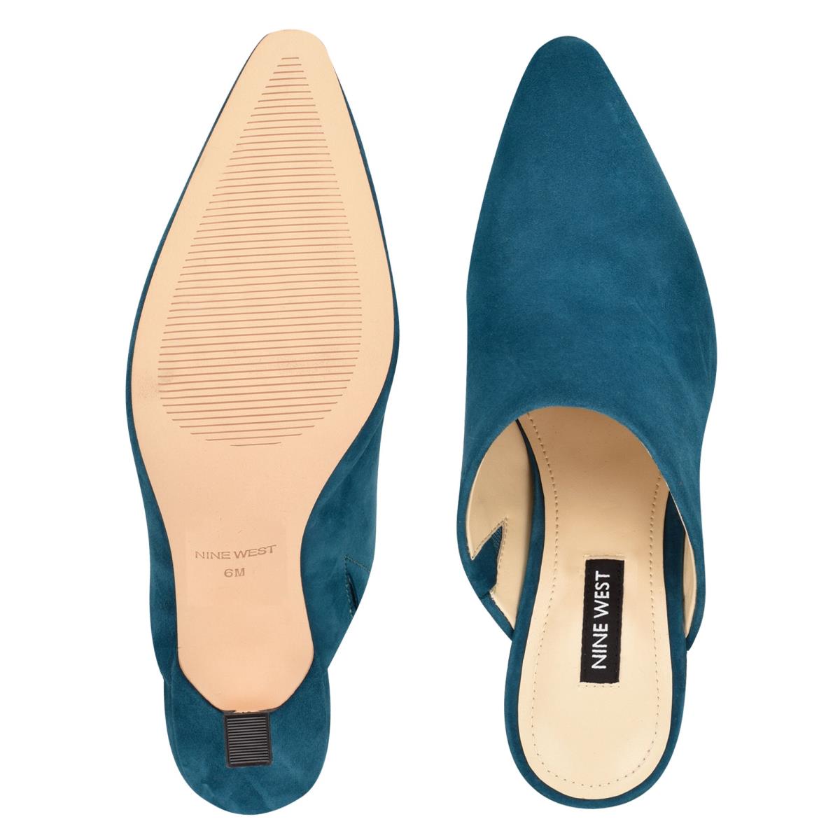 Women's Nine West Ciao Heel Mules Turquoise | BLEC35986