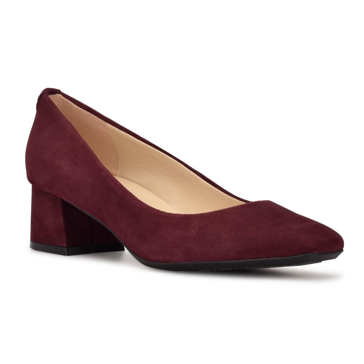 Women's Nine West Cloe 9x9 Block Heel Pumps Claret | CXAF31275