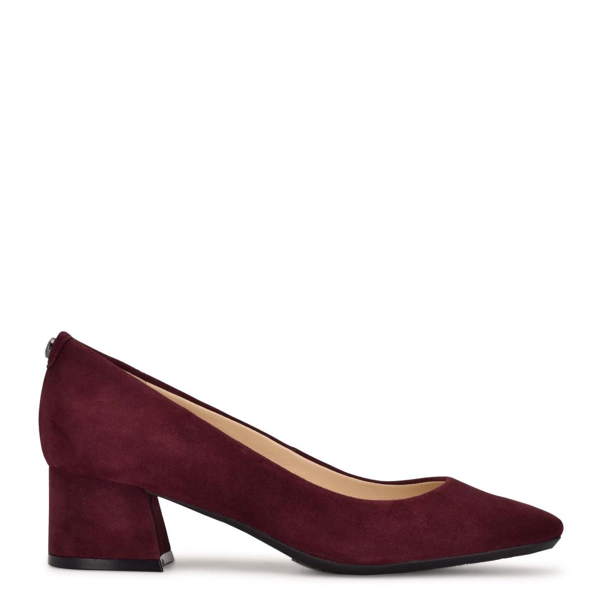 Women\'s Nine West Cloe 9x9 Block Heel Pumps Claret | CXAF31275