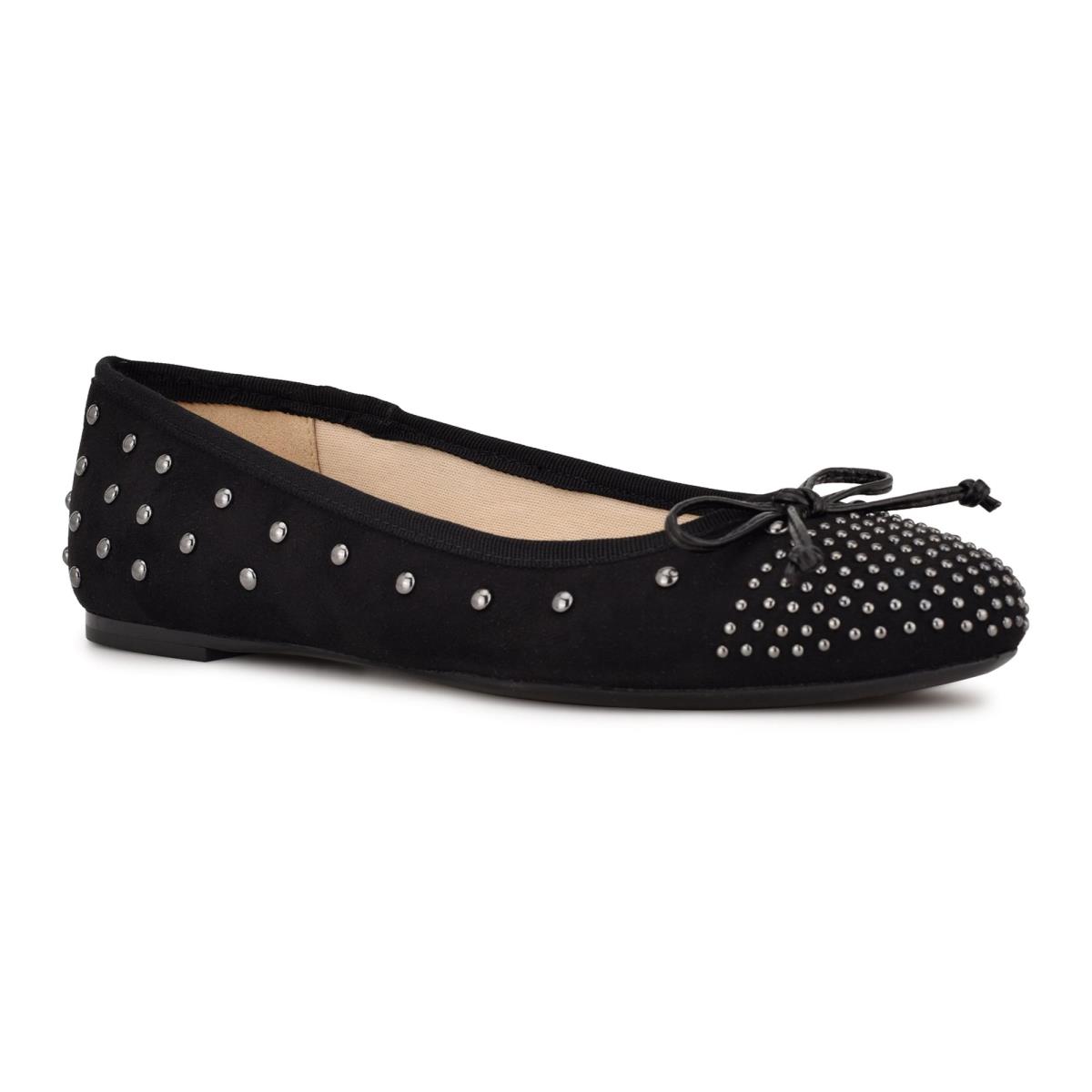 Women's Nine West Curvy Studded Ballet Ballet Flats Black | LAYX23941