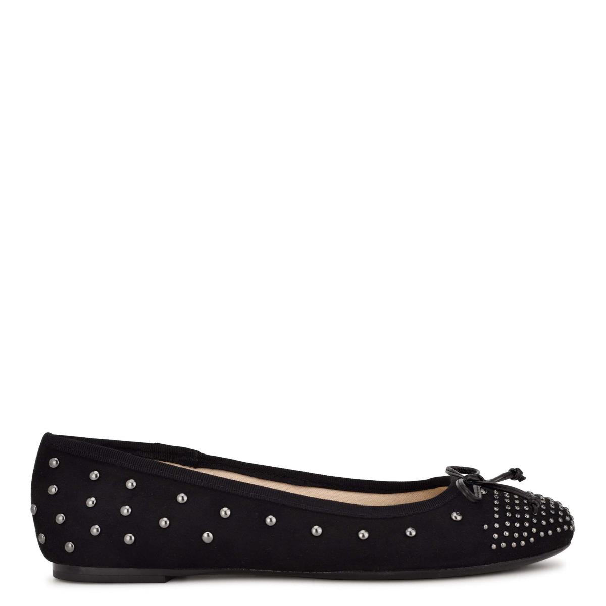 Women\'s Nine West Curvy Studded Ballet Ballet Flats Black | LAYX23941