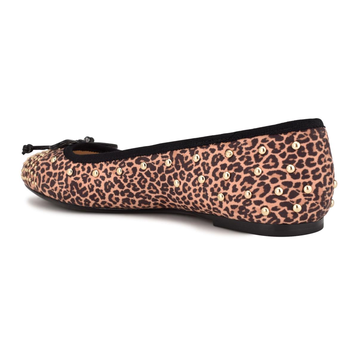 Women's Nine West Curvy Studded Ballet Ballet Flats Leopard / Brown | RHKN48159