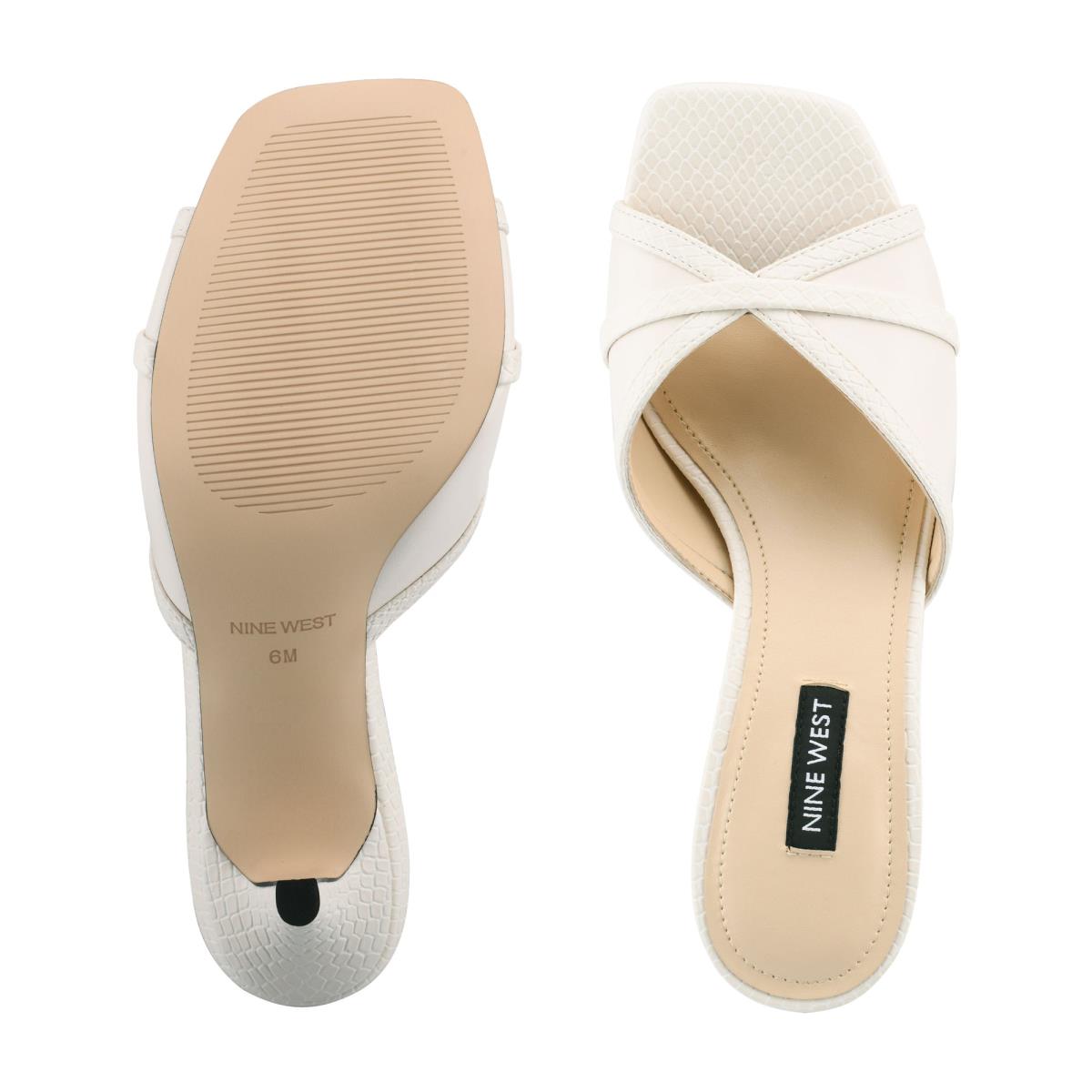 Women's Nine West Dainty Heeled Slide Sandals White | SUNI03246