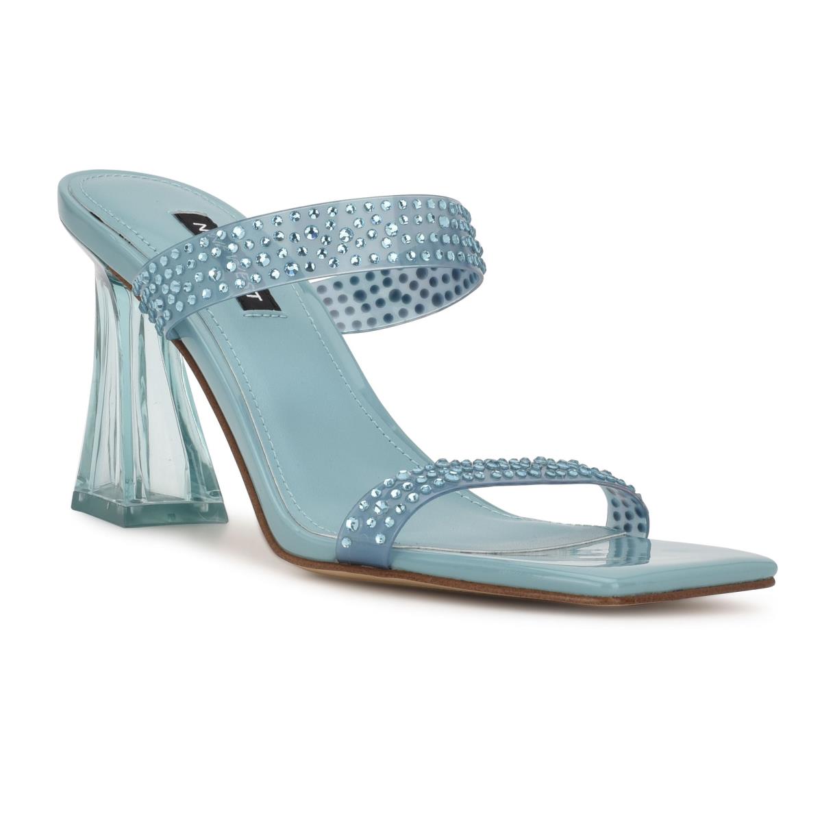 Women's Nine West Darla Heeled Slide Sandals Blue | FYMT90157