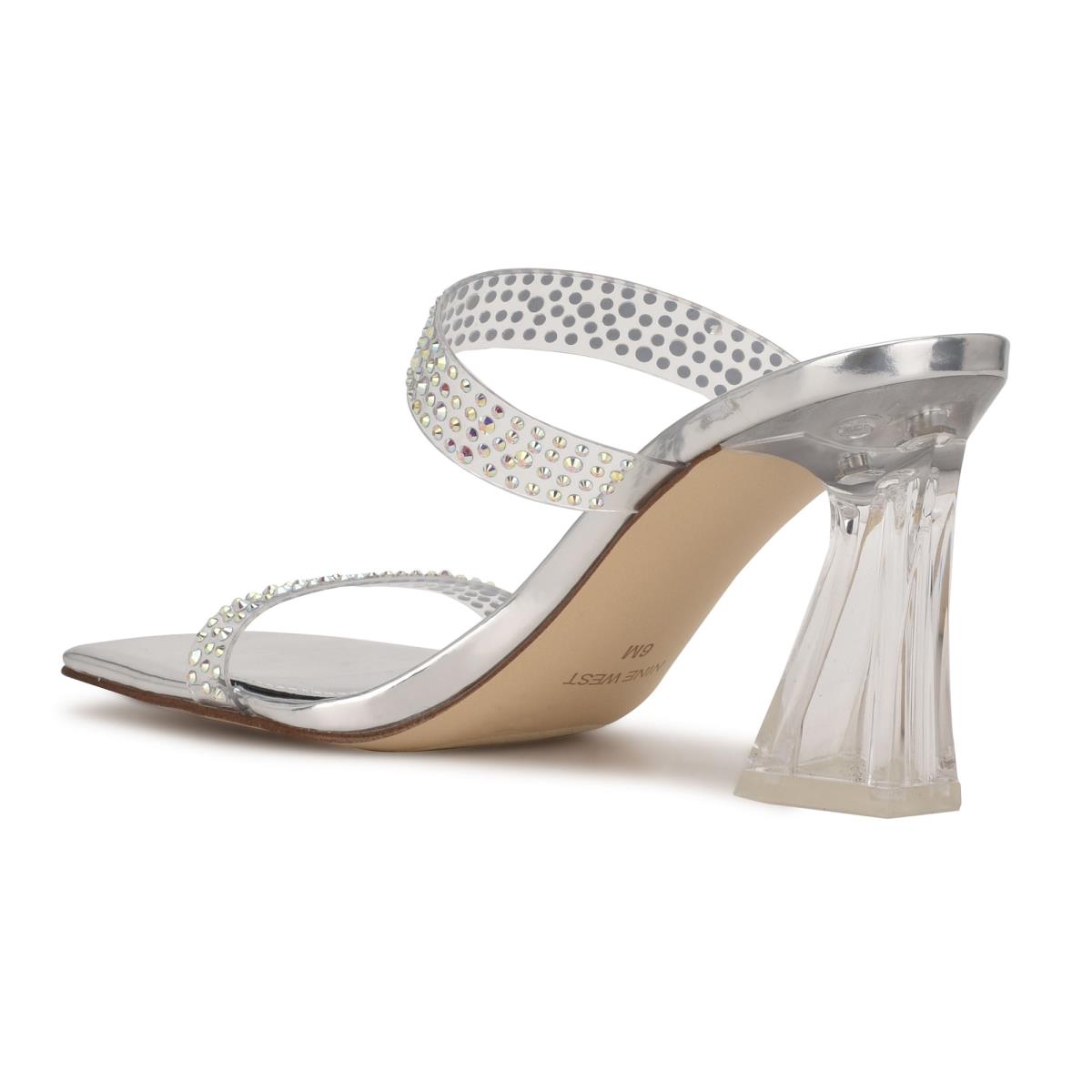 Women's Nine West Darla Heeled Slide Sandals Silver | NDAB20958