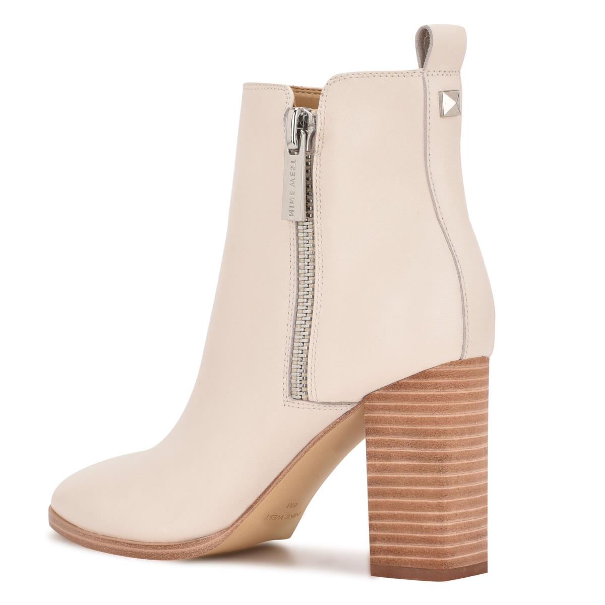 Women's Nine West Dips Block Heel Booties Beige | DKJL63705