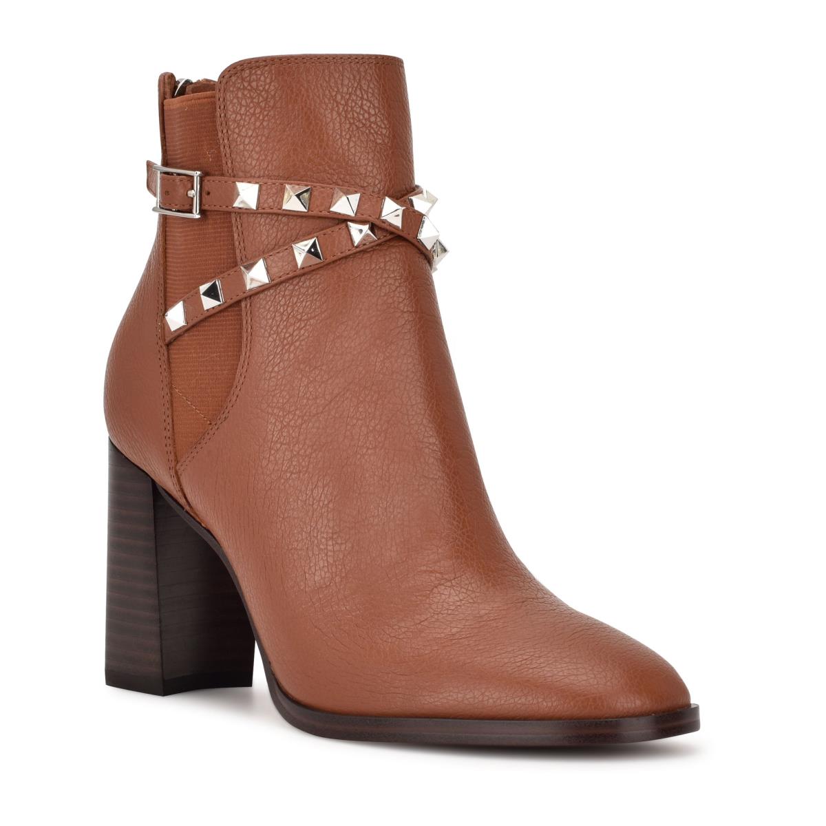 Women's Nine West Donda Heeled Booties Coffee | ZUFV12936