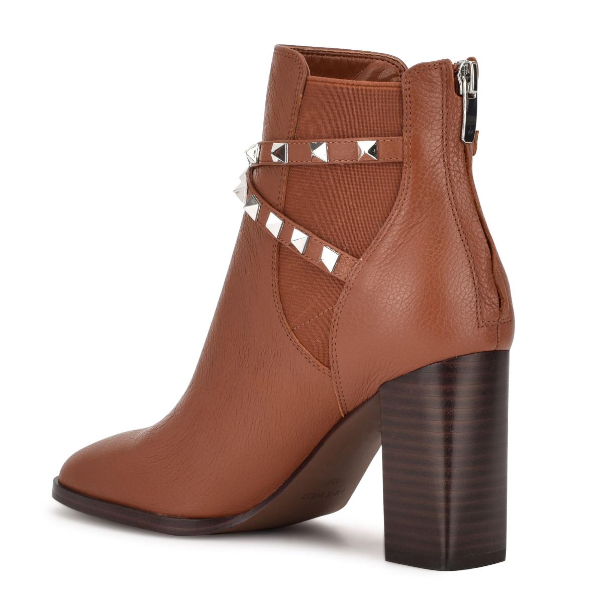 Women's Nine West Donda Heeled Booties Coffee | ZUFV12936