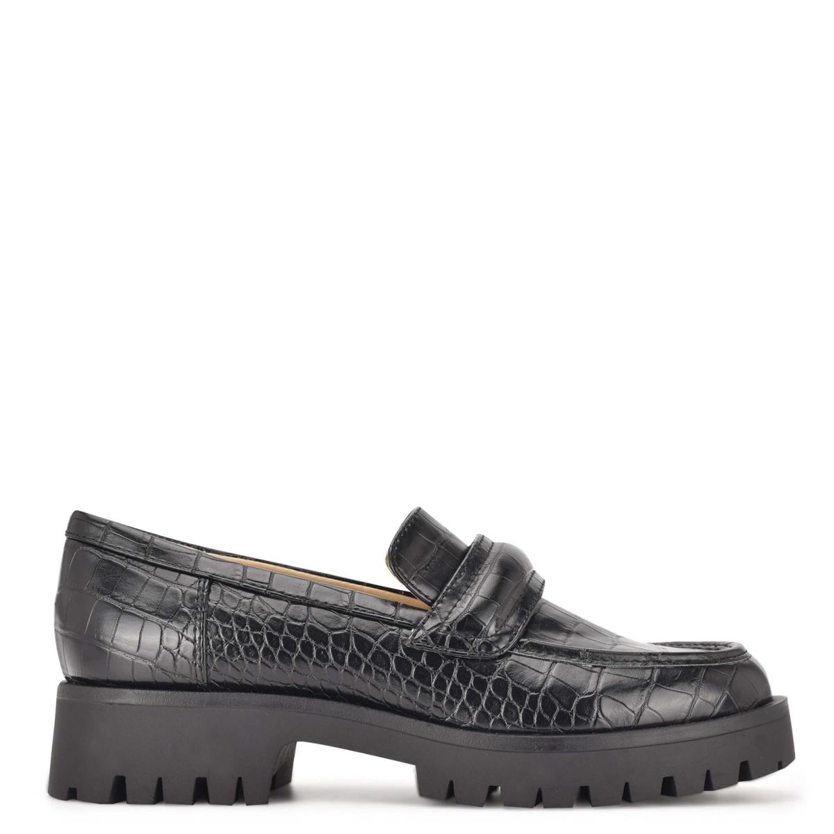 Women\'s Nine West Garren Lug Sole Loafers Black | ZAXP30528