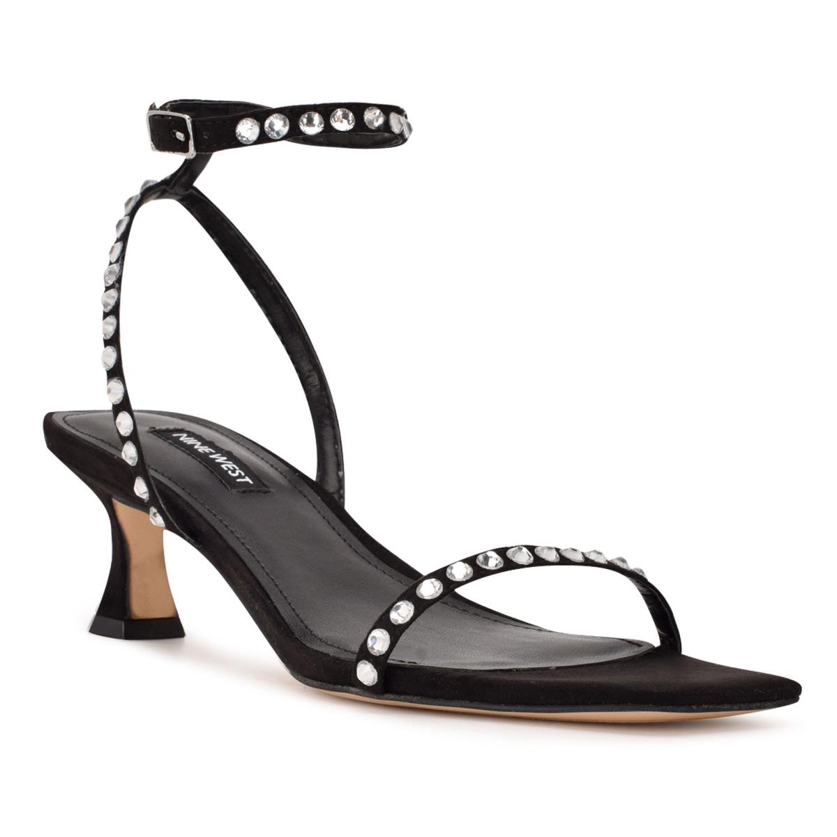 Women's Nine West Giena Ankle Strap Dress Sandals Black | JERN57061