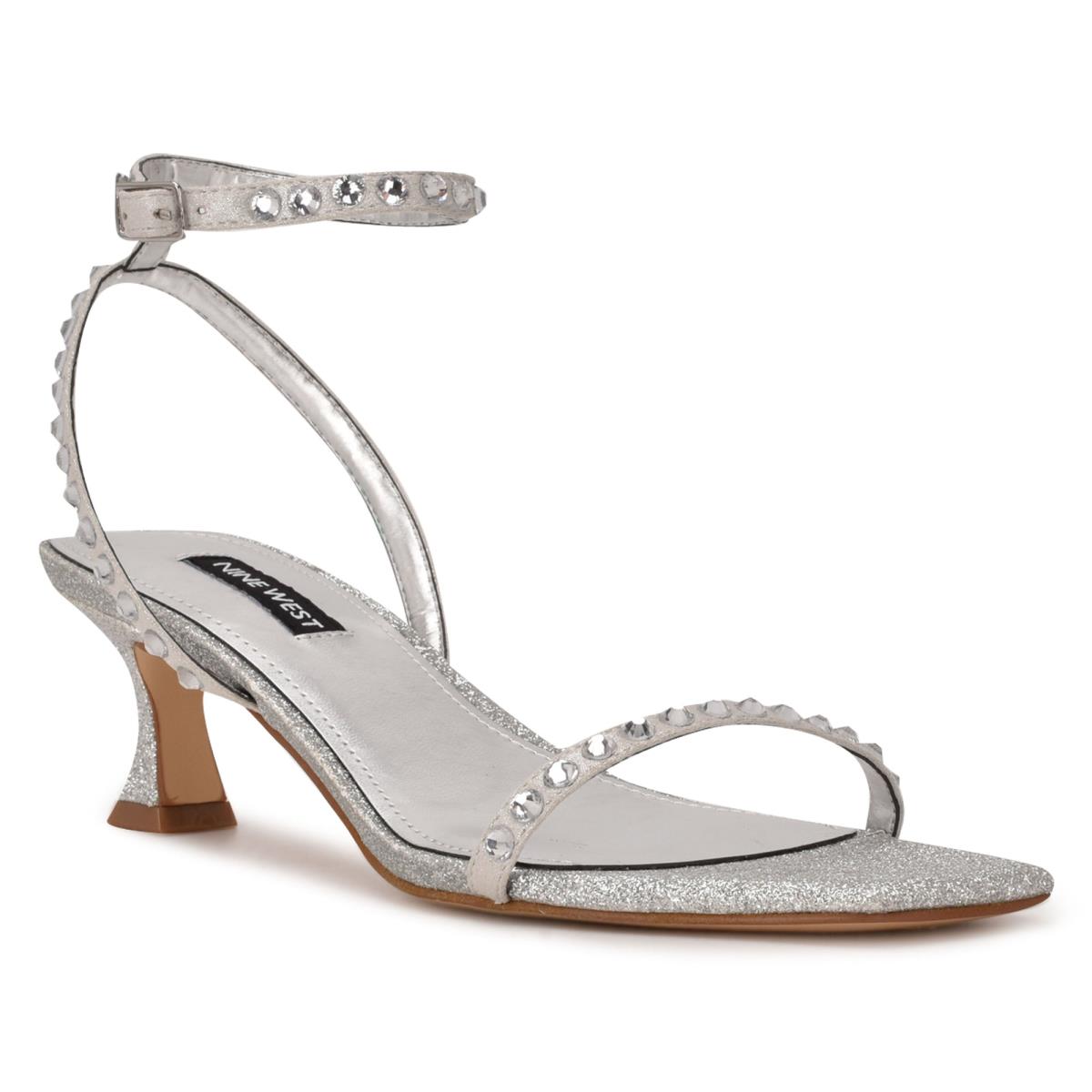 Women's Nine West Giena Ankle Strap Dress Sandals Silver | OGIP16208