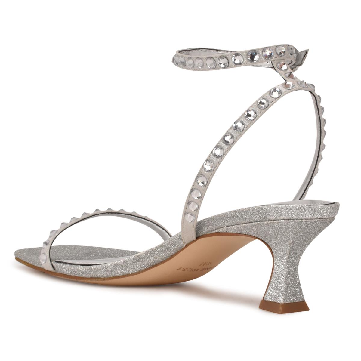 Women's Nine West Giena Ankle Strap Dress Sandals Silver | OGIP16208