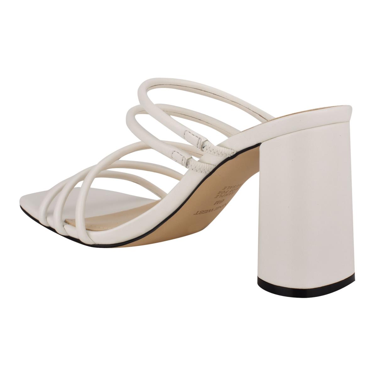 Women's Nine West Girlie Block Heel Slide Sandals White | BUQL56914