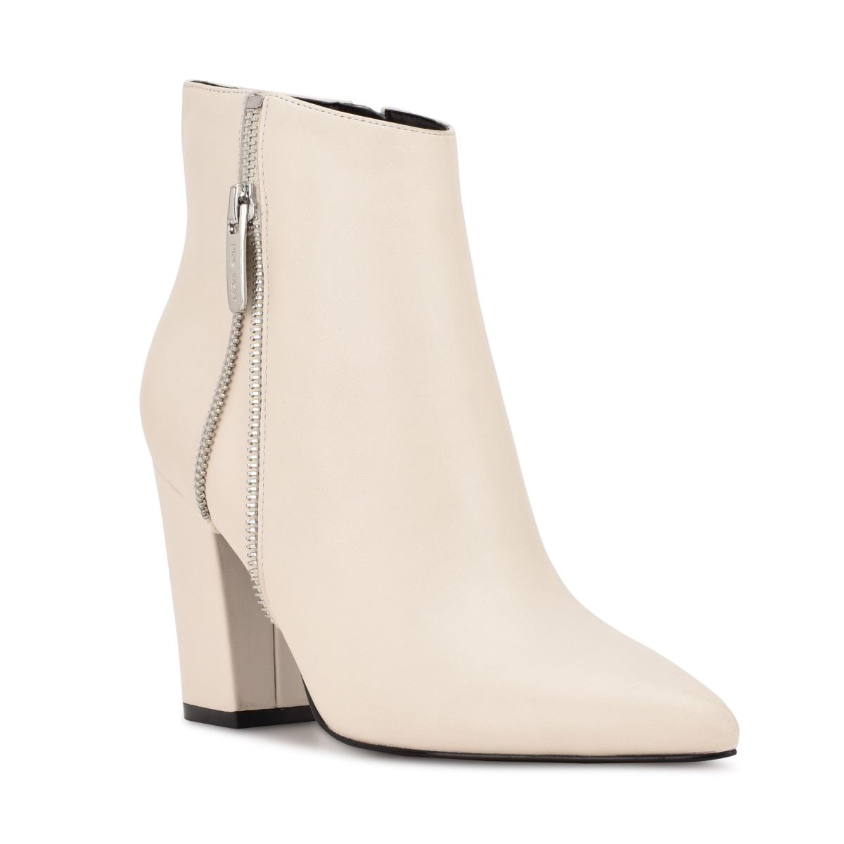 Women's Nine West Glorya Heeled Booties Cream | DBMJ72089