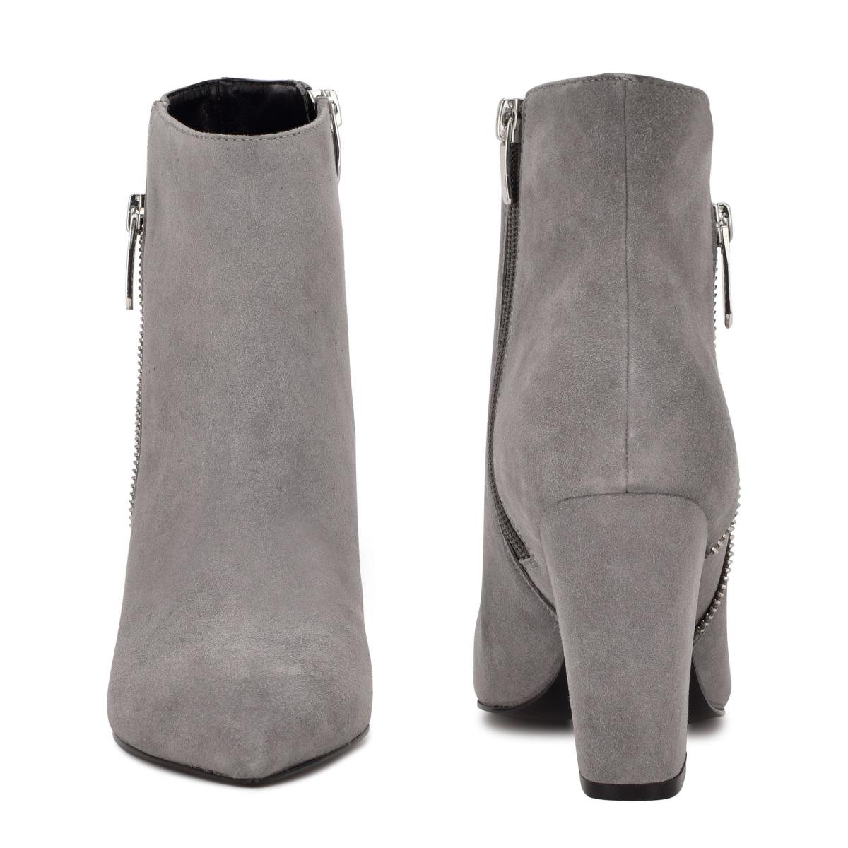 Women's Nine West Glorya Heeled Booties Grey | IYBH12876