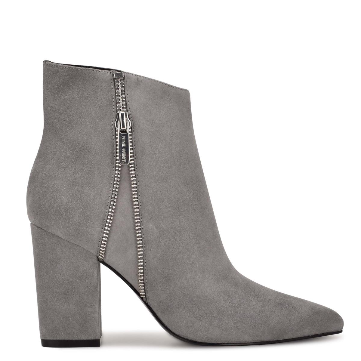 Women\'s Nine West Glorya Heeled Booties Grey | IYBH12876