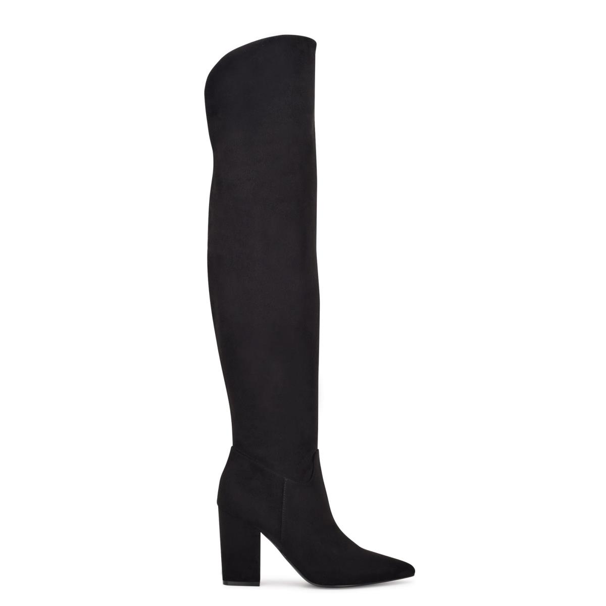 Women\'s Nine West Goforit Over The Knee Heeled Boots Black | HILN74508