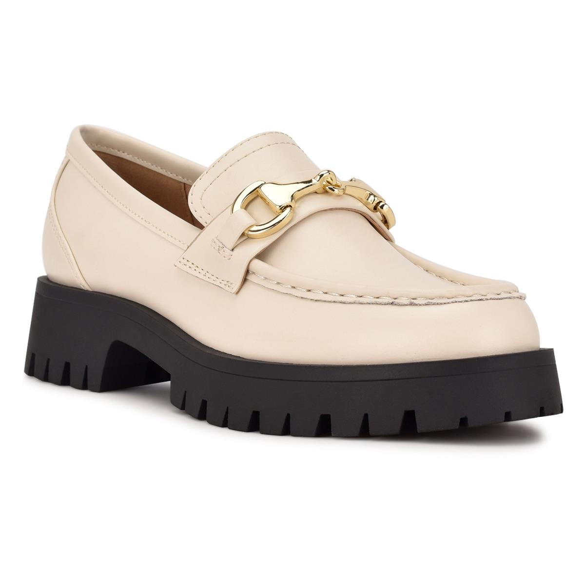 Women's Nine West Gonehme Lug Sole Loafers Cream | IWGD53748