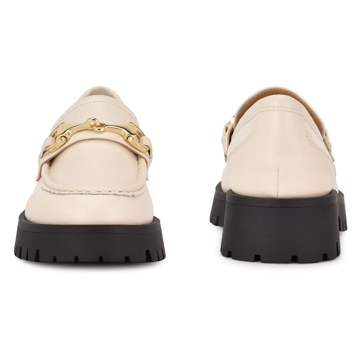 Women's Nine West Gonehme Lug Sole Loafers Cream | IWGD53748