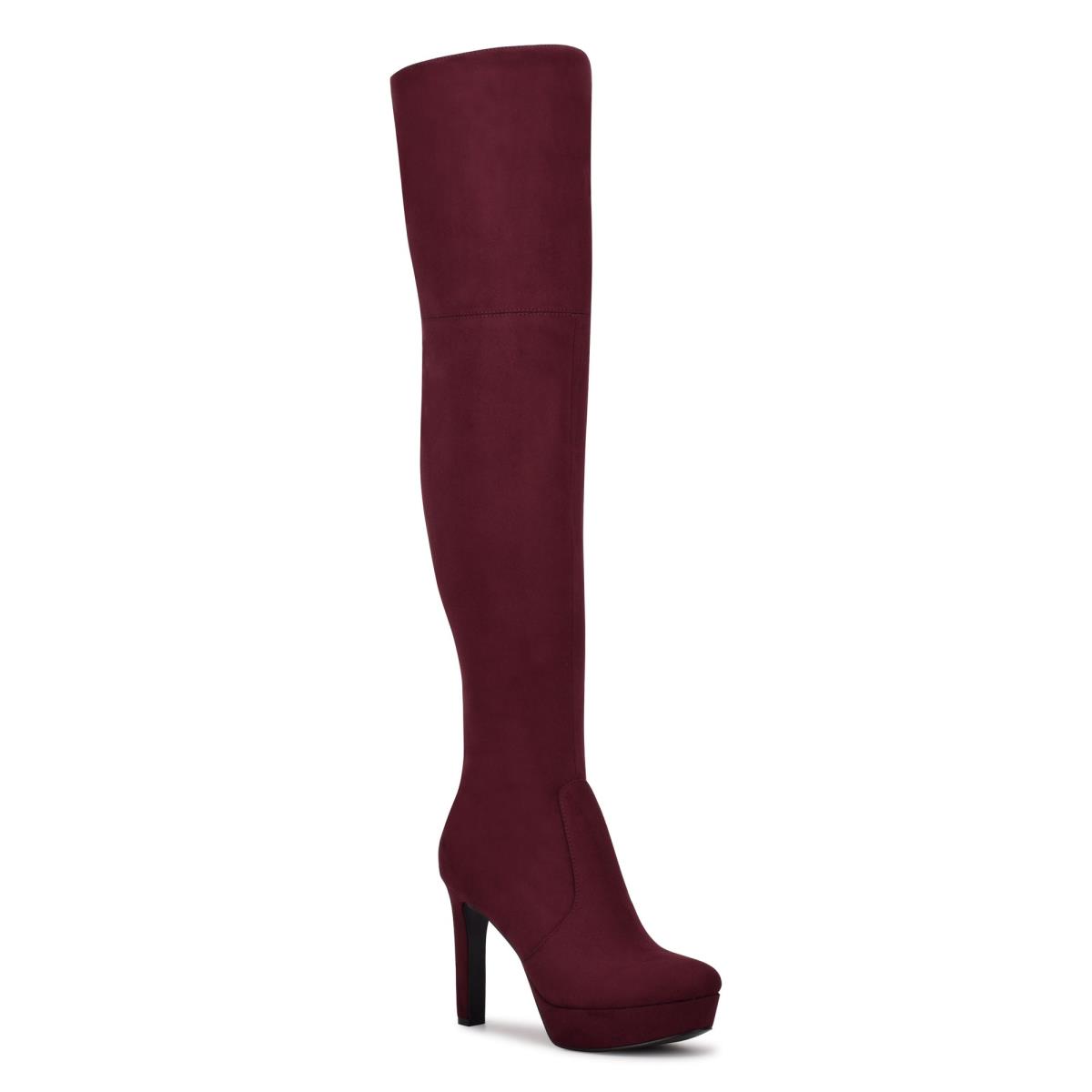 Women's Nine West Gotcha Over the Knee Platform Boots Burgundy | MGWF23950